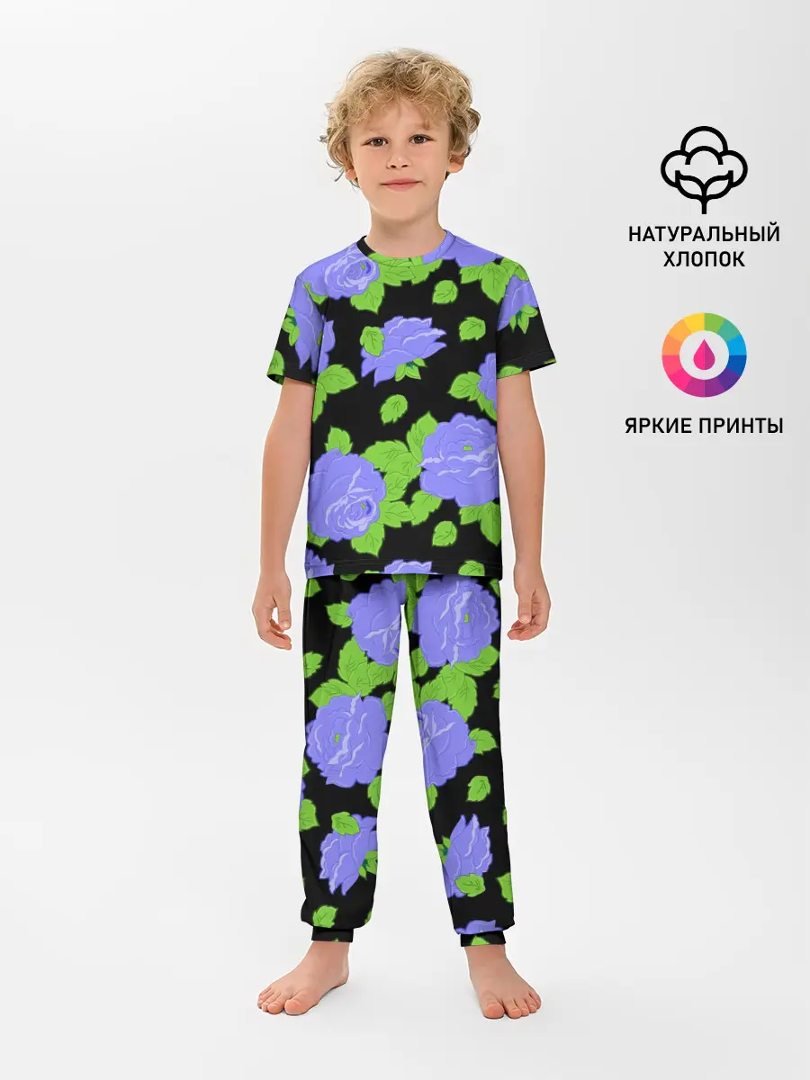 Детская пижама с брюками / Синие розы