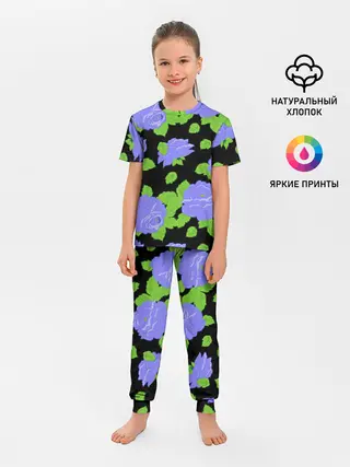 Детская пижама с брюками / Синие розы