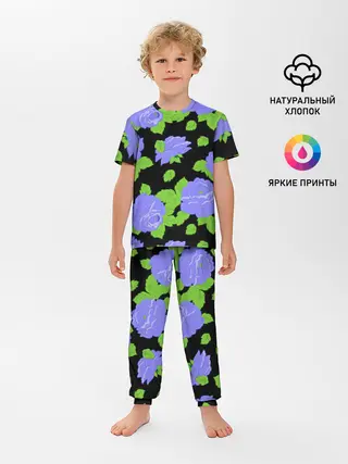 Детская пижама с брюками / Синие розы