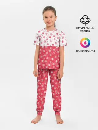 Детская пижама с брюками / Снежинки