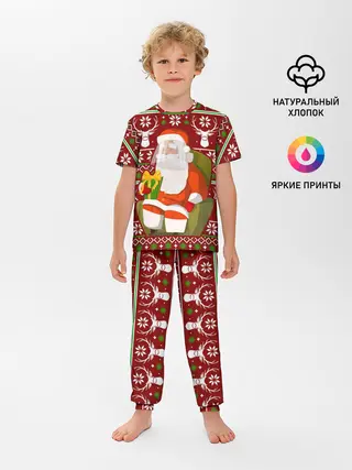 Детская пижама с брюками / Санта с защитным экраном