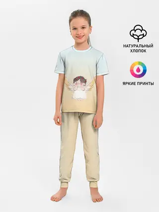 Детская пижама с брюками / акварельный ангелок