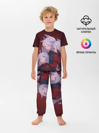 Детская пижама с брюками / Cerberus обнимаются втроем Helltaker