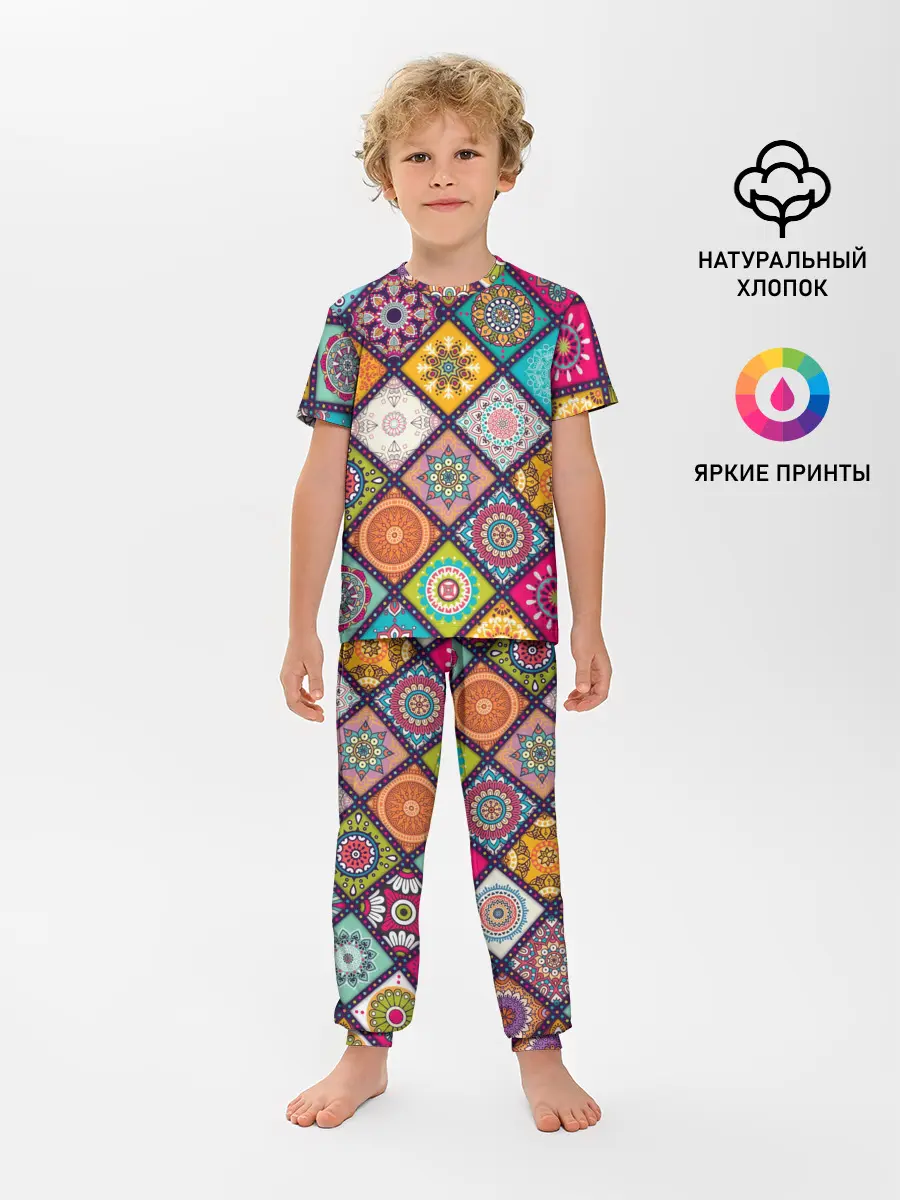 Детская пижама с брюками / Узоры мандалы