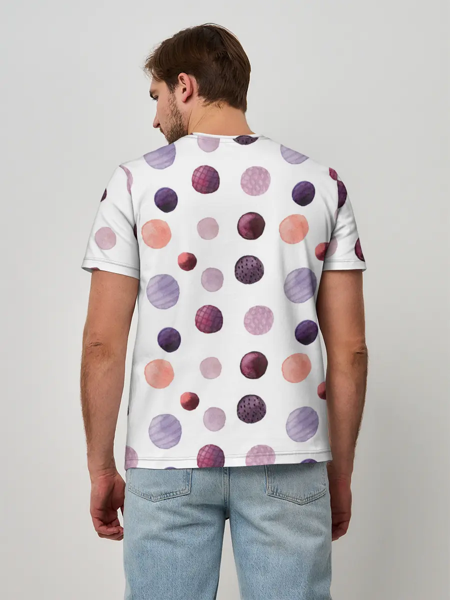 Мужская базовая футболка / Акварельные сиреневые круги