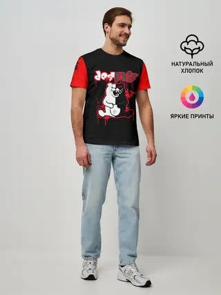 Мужская базовая футболка / monokuma красные потертости