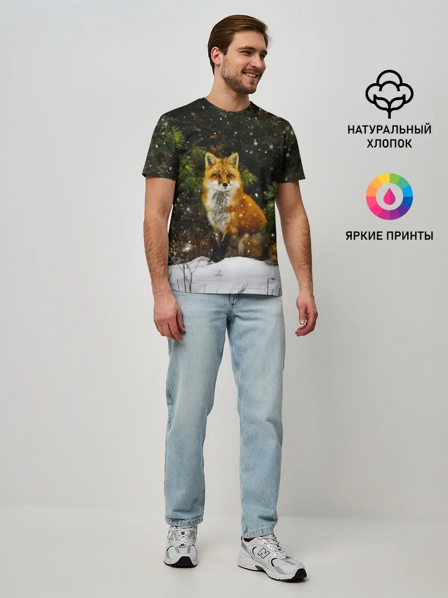 Мужская базовая футболка / Лиса и снег