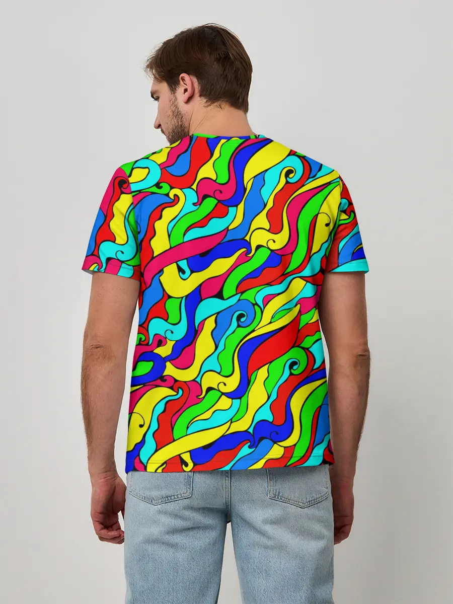 Мужская базовая футболка / Красочные узоры/абстракционизм