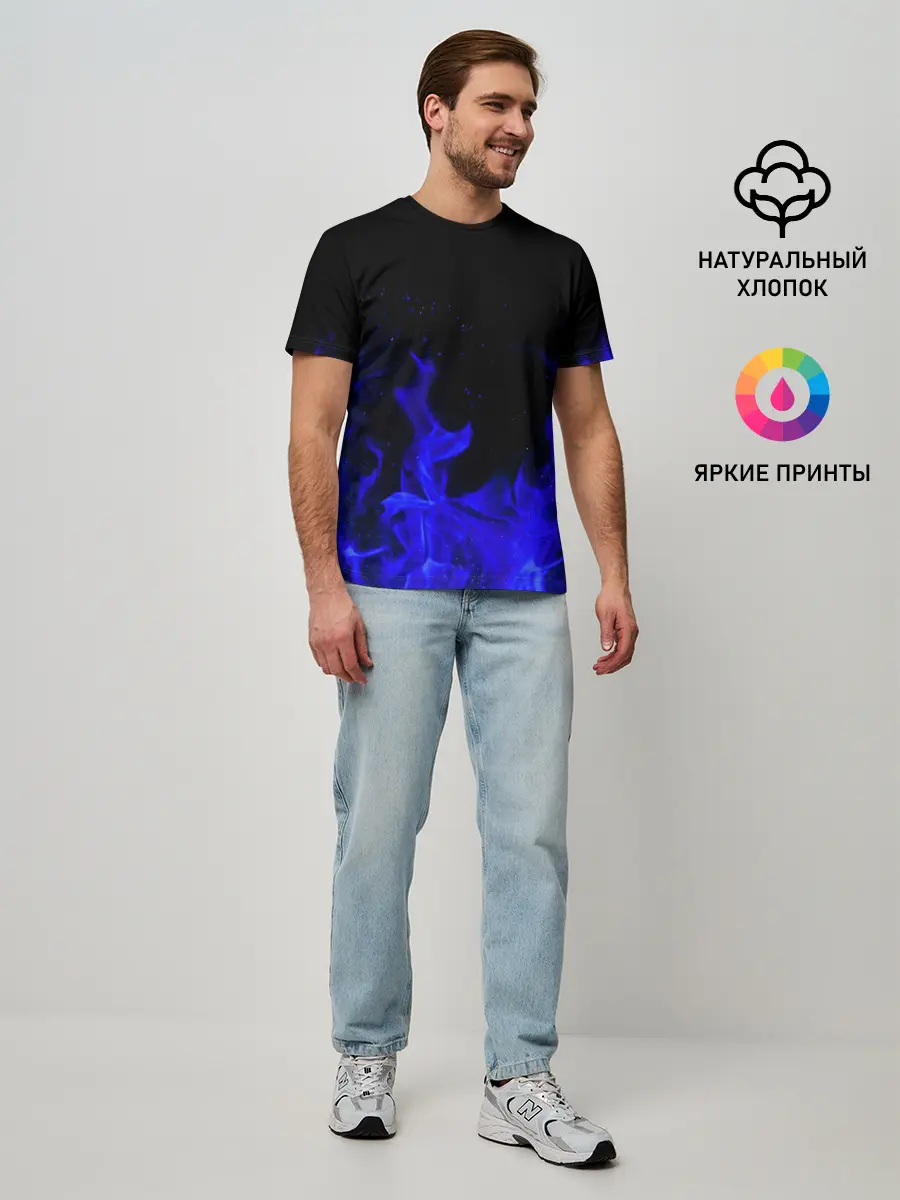 Мужская базовая футболка / Синий Огонь