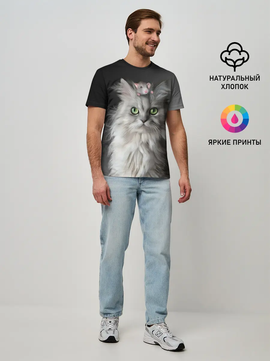 Мужская базовая футболка / Кот и мышка