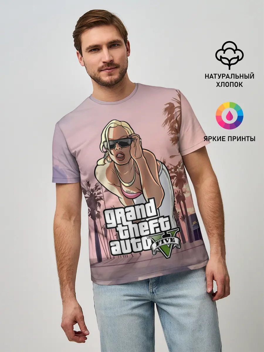 Мужская базовая футболка / Grand Theft Auto V девушка