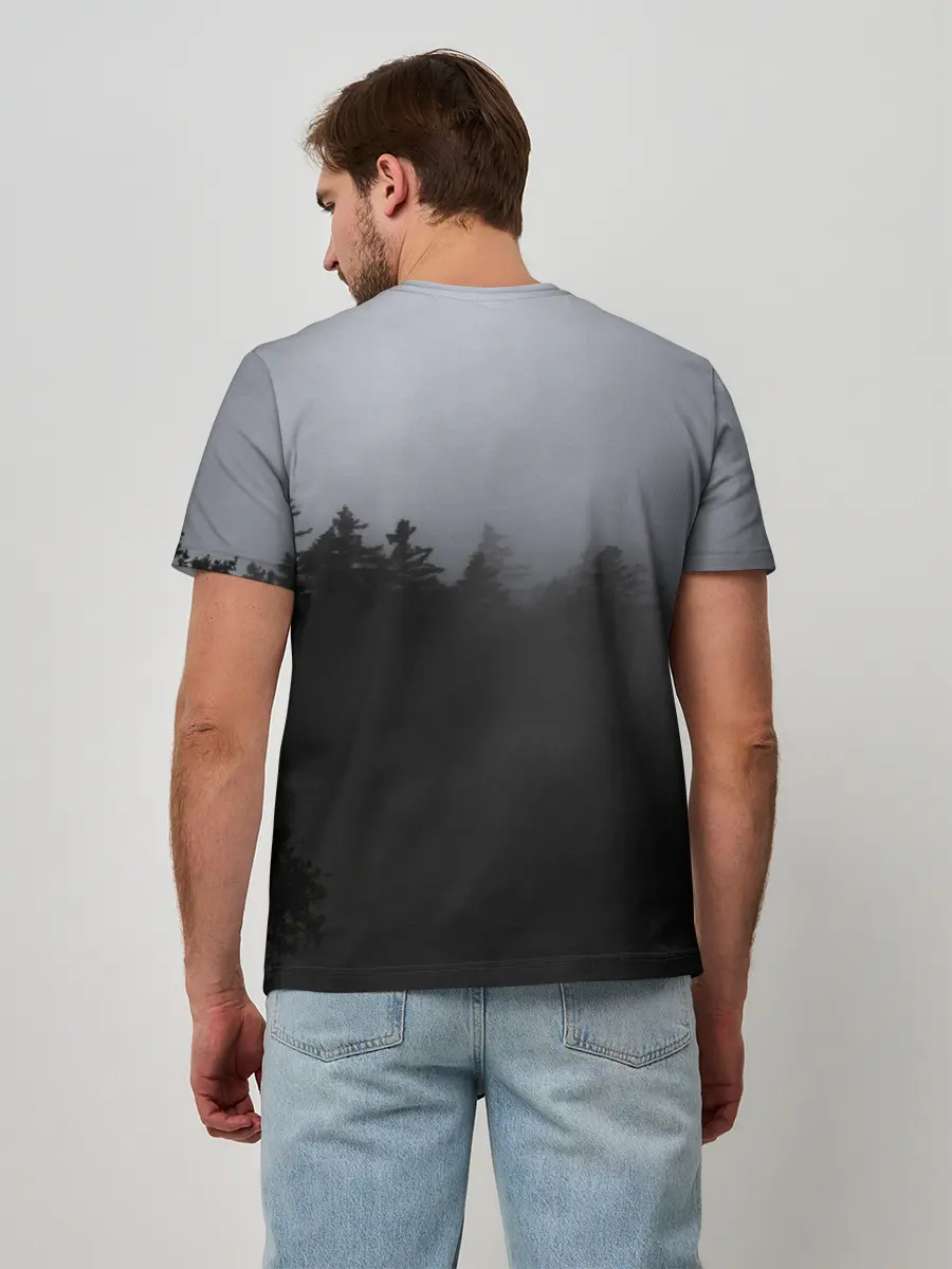 Мужская базовая футболка / Лес в дыму