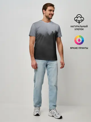 Мужская базовая футболка / Лес в дыму