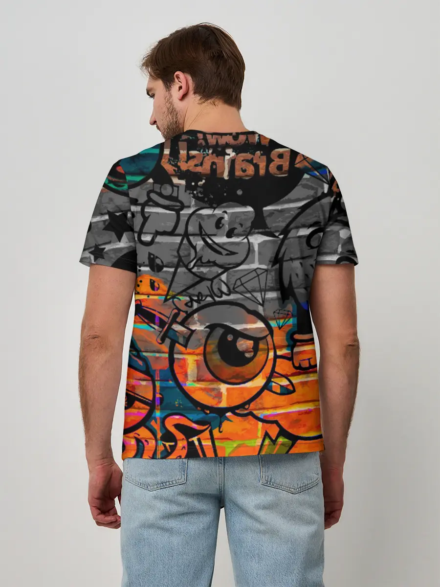 Мужская базовая футболка / Anime Girl with Graffiti