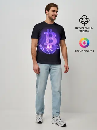 Мужская базовая футболка / BITCOIN IN HAND | БИТКОИН