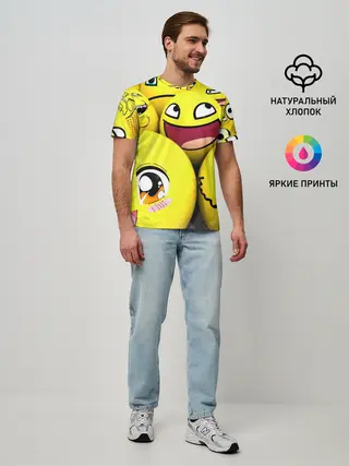 Мужская базовая футболка / ЖЕЛТЫЕ СМАЙЛИКИ