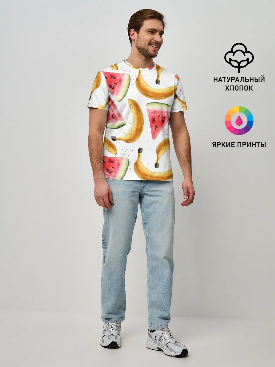 Мужская базовая футболка / Летний фреш арбуз банан
