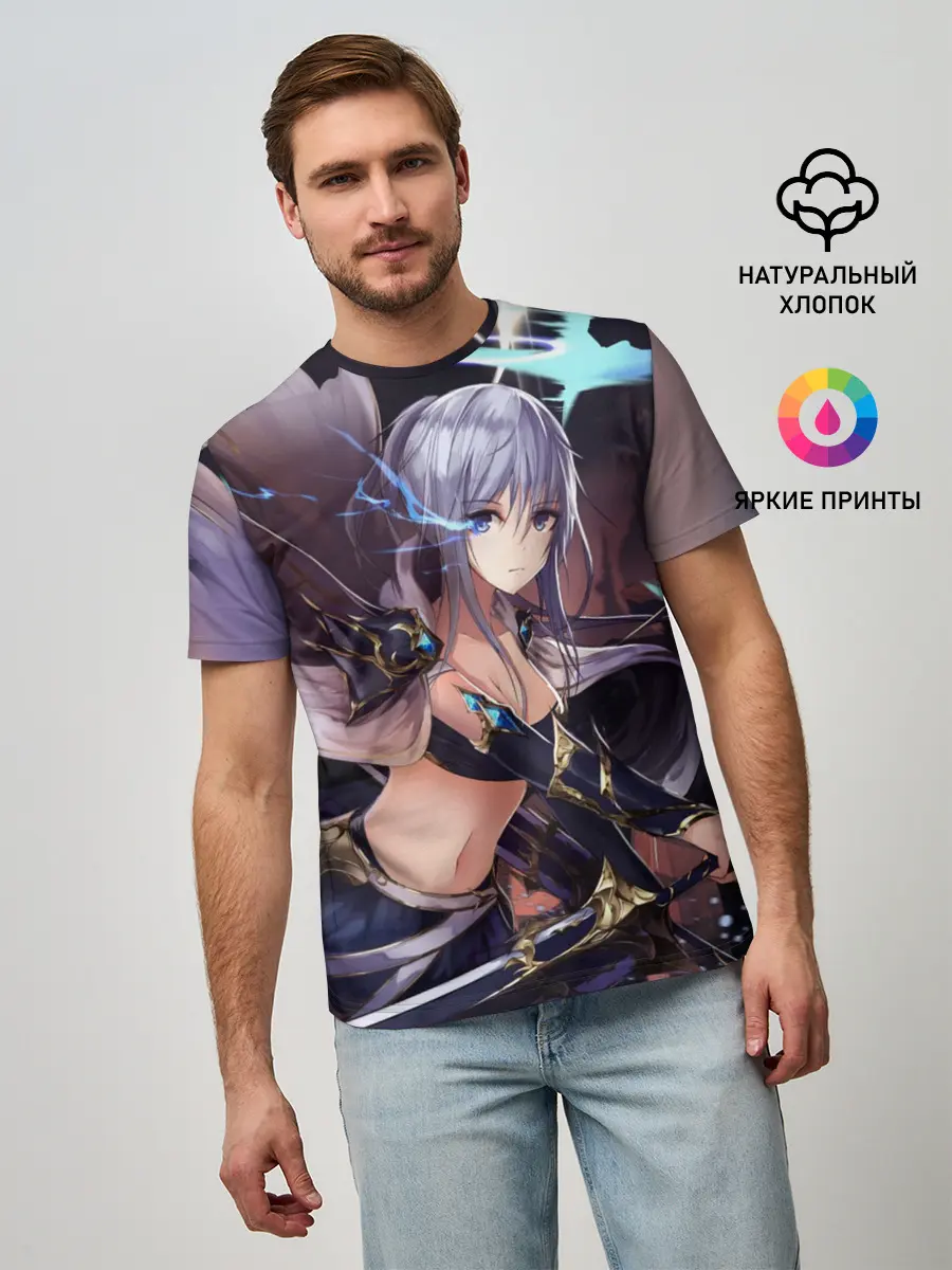 Мужская базовая футболка / ФЭНТЕЗИ АНИМЕ-ВОИТЕЛЬНИЦА