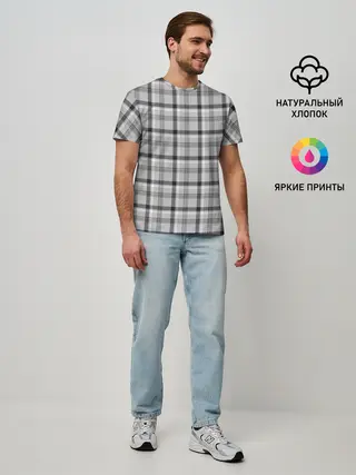 Мужская базовая футболка / Черная клеточка