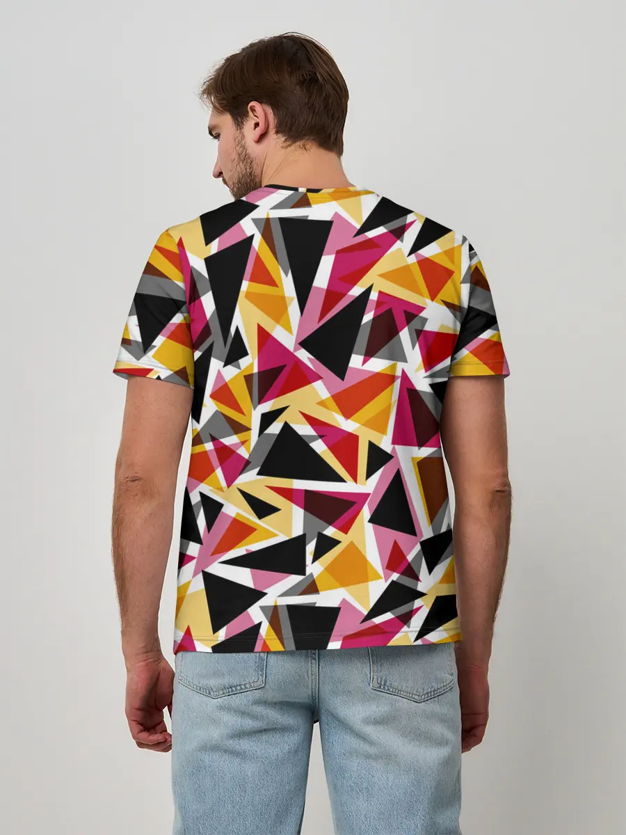Мужская базовая футболка / Разноцветные треугольники