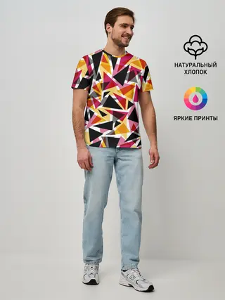 Мужская базовая футболка / Разноцветные треугольники