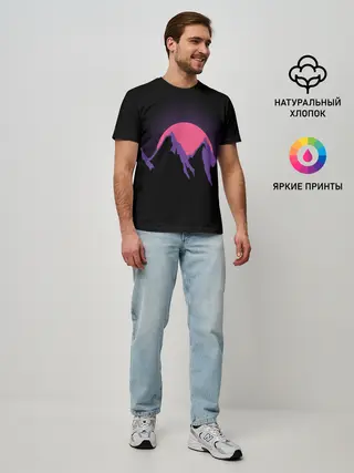Мужская базовая футболка / горы на фоне заката