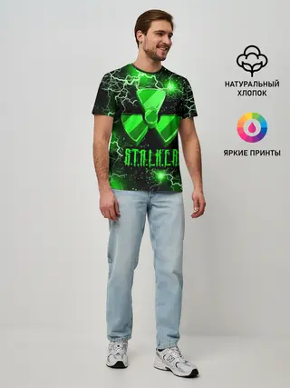 Мужская базовая футболка / S.T.A.L.K.E.R. NEON МОЛНИЯ