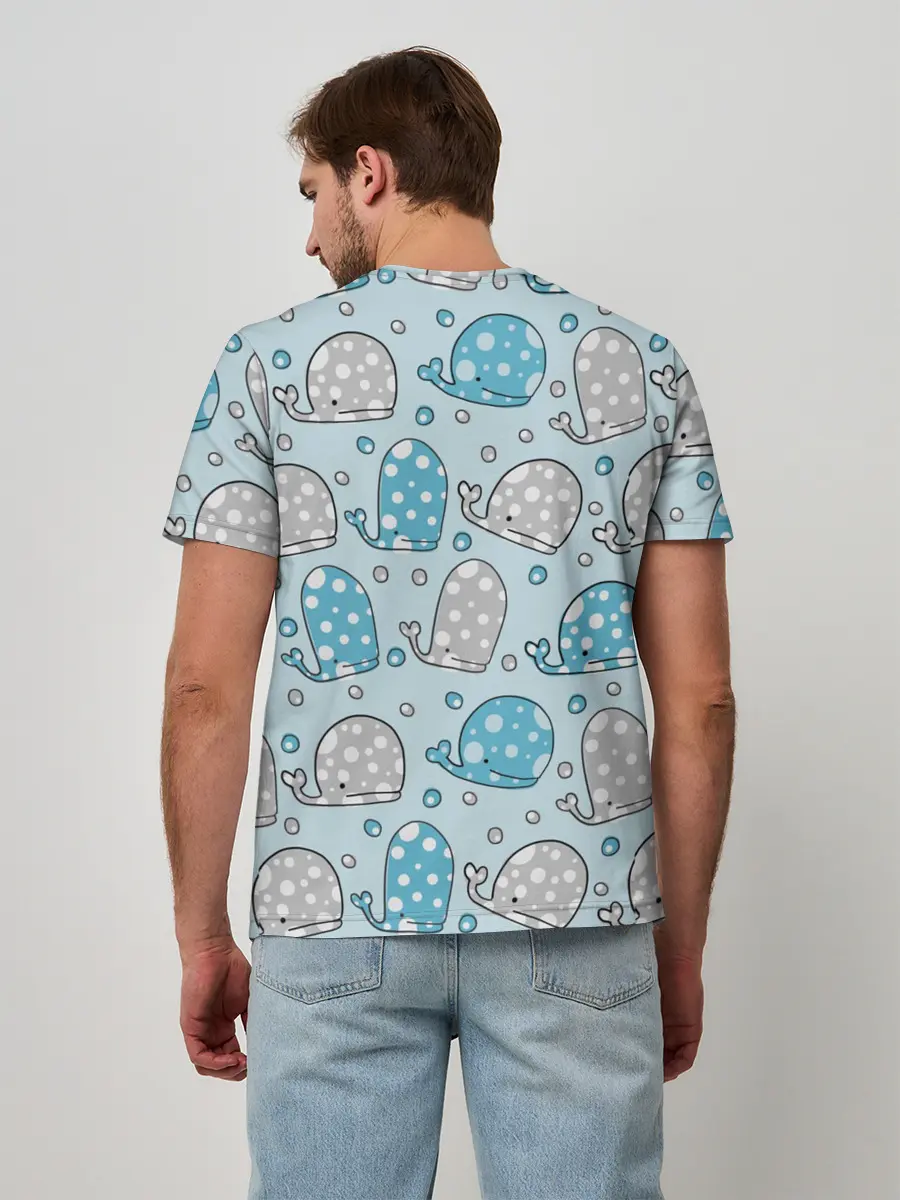 Мужская базовая футболка / Киты паттерн