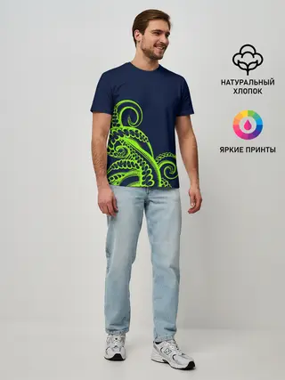 Мужская базовая футболка / Кислотный осьминожка