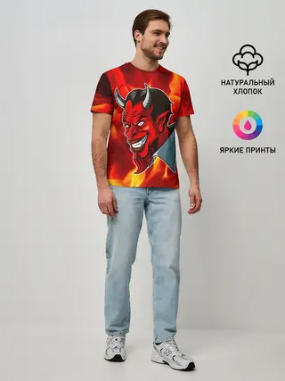 Мужская базовая футболка / The devil is on fire