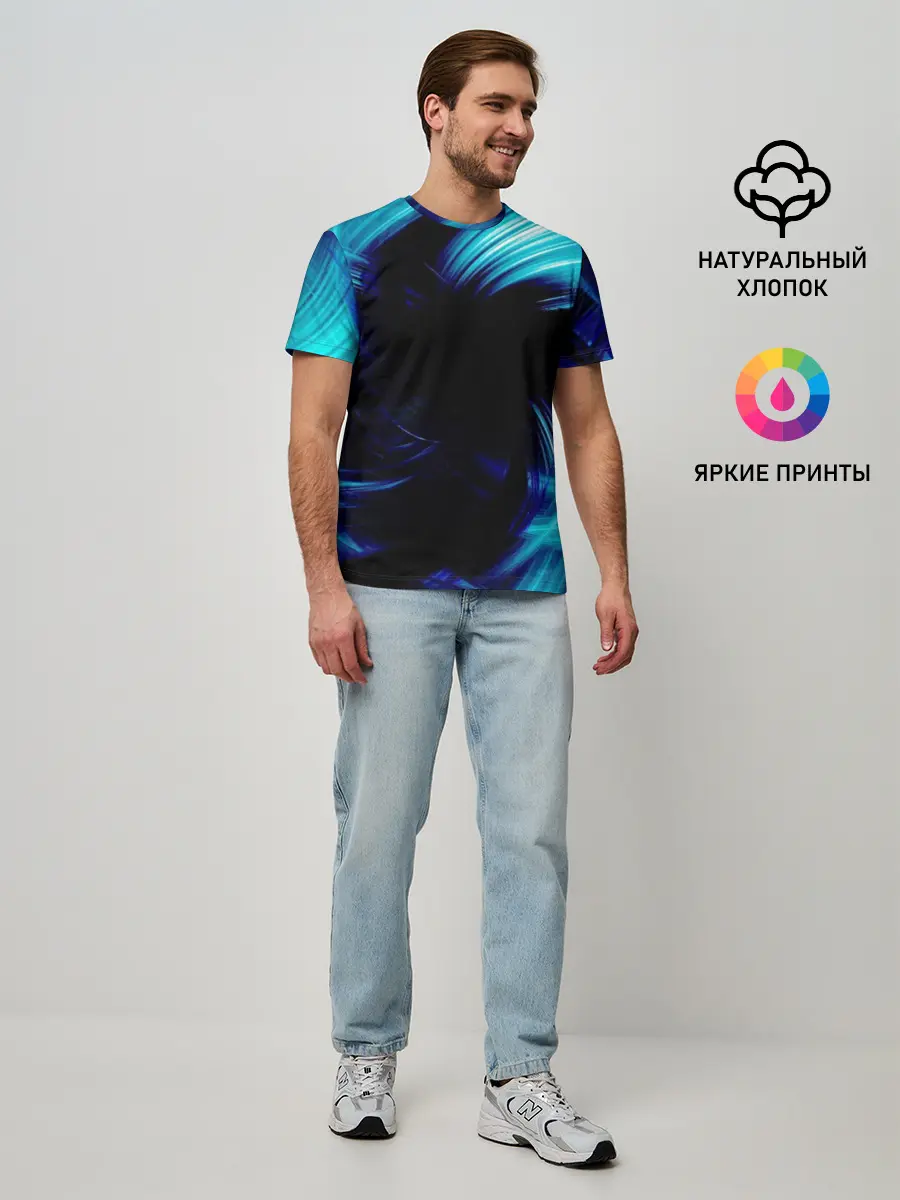 Мужская базовая футболка / Неоновый вихрь