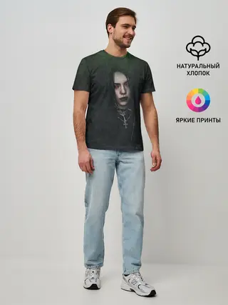 Мужская базовая футболка / Билли Айлиш демонический стиль