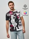 Мужская базовая футболка / monokuma с пупком и иероглифами