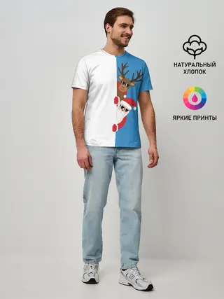 Мужская базовая футболка / Крутые Санта и Олень