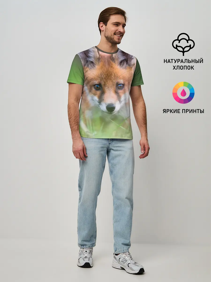 Мужская базовая футболка / Лисенок в засаде
