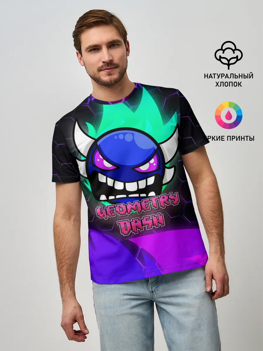 Мужская базовая футболка / Geometry Dash