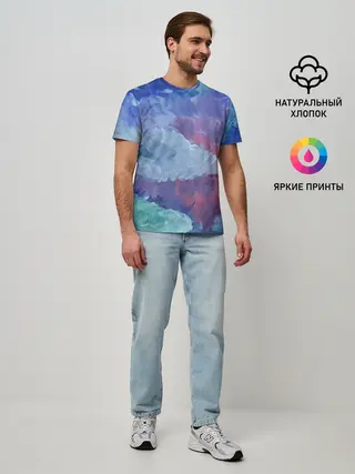 Мужская базовая футболка / Гуашевые облака