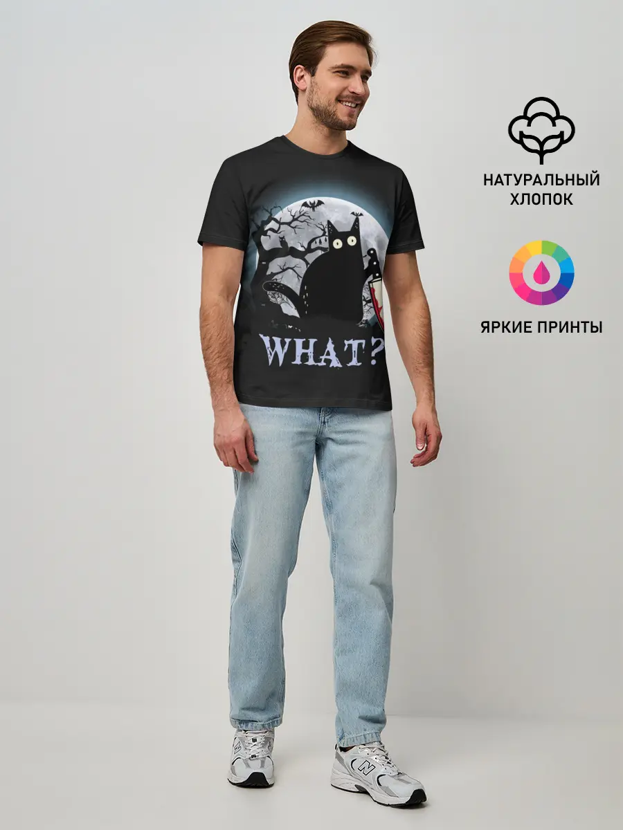 Мужская базовая футболка / What Cat