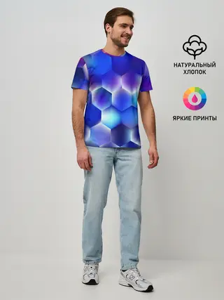 Мужская базовая футболка / Синяя чешуя змеи