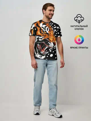 Мужская базовая футболка / Амурский тигр и снегопад