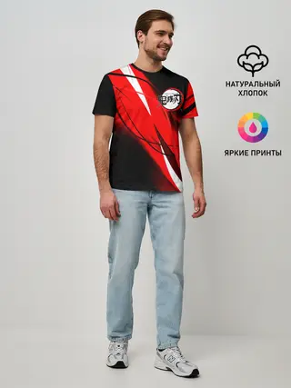 Мужская базовая футболка / KIMETSU NO YAIBA маленький лого