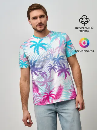 Мужская базовая футболка / НЕОНОВЫЕ ПАЛЬМЫ