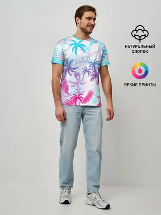 Мужская базовая футболка / НЕОНОВЫЕ ПАЛЬМЫ