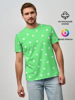 Мужская базовая футболка / Горошек на зеленом