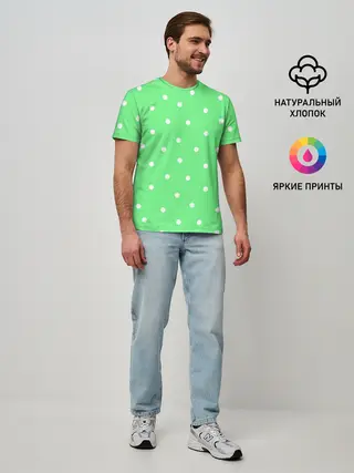 Мужская базовая футболка / Горошек на зеленом