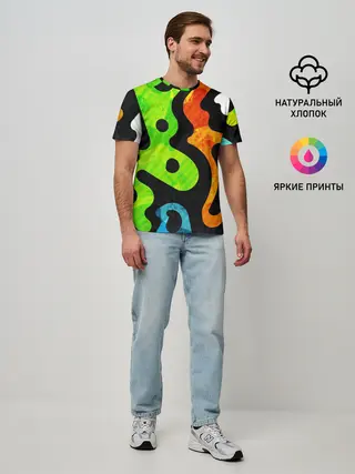 Мужская базовая футболка / Разноцветные Кляксы Фигуры
