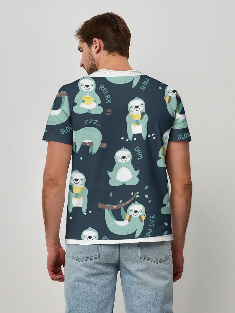 Мужская базовая футболка / ленивцы