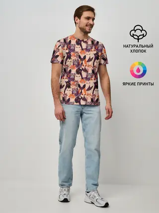 Мужская базовая футболка / Мемные Коты Паттерн