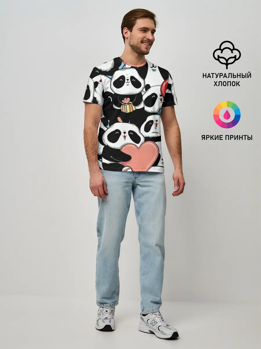 Мужская базовая футболка / Панды.