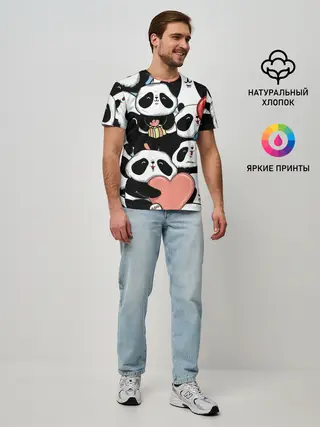 Мужская базовая футболка / Панды.
